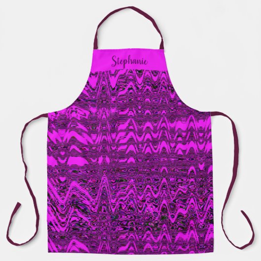 ピンクウェーブ抽象芸術ウェーブパターンモノグラムかわいい エプロン (正面)