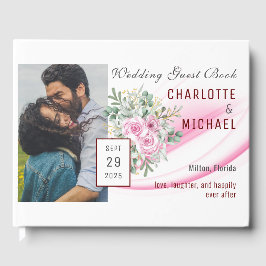ピンクウェーブ&フローラ結婚ズゲストブック ゲストブック