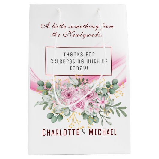 ピンクウェーブ&フローラ結婚ズ抱き枕 ミディアムペーパーバッグ (正面)