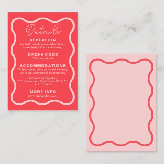 ピンクウェー結婚ブレトロ エンクロージャーカード (正面/裏面)