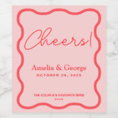 ピンクウェー結婚ブレトロ ワインラベル (シングルラベル)