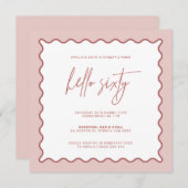 ピンクウェー縁どハロー60誕生日招待状 招待状 (正面/裏面)