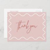 ピンクウェー縁どブーありがとうはがき インビテーションポストカード (正面/裏面)