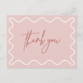 ピンクウェー縁どブーありがとうはがき インビテーションポストカード (正面)