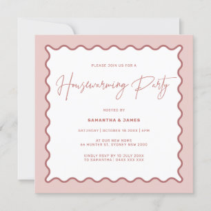 ピンクウェー縁どブ引っ越し祝いパーティーパーティの招待状 招待状