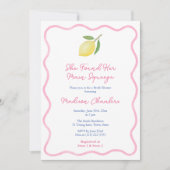 ピンクウェー縁どムメイン絞りレモンブライダルシャワー 招待状 (正面)