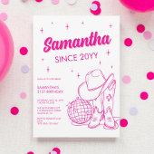 ピンクウエスタンカントリーディスコ21歳の誕生日パーティー 招待状