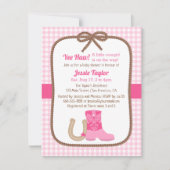 ピンクウエスタンカントリーベビーシャワー招待状 招待状 (正面)