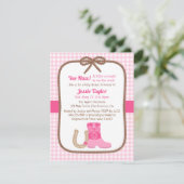 ピンクウエスタンカントリーベビーシャワー招待状 招待状 (スタンド正面)