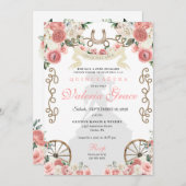 ピンクウエスタンチャラウーマン女性のカーボーイキンセアニラ 招待状 (正面/裏面)