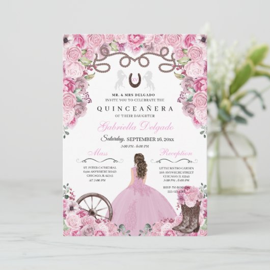 ピンクウエスタンチャラガールランチェロキンセアニェラ 招待状 (スタンド正面)