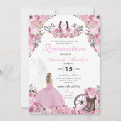 ピンクウエスタンチャラフローラブーツキンセアニラ 招待状 (正面)