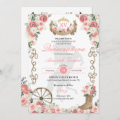 ピンクウエスタンチャロ女性のカーボーイキンセアニラ 招待状 (正面/裏面)