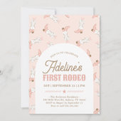ピンクウエスタンファーストロデオガール誕生日 招待状 (正面)
