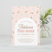 ピンクウエスタンファーストロデオガール誕生日 招待状 (スタンド正面)