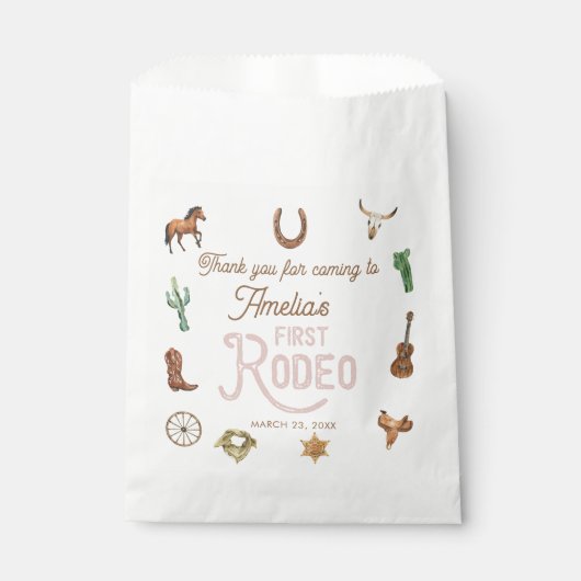 ピンクウエスタンファースト誕生日ロデオ フェイバーバッグ (正面)
