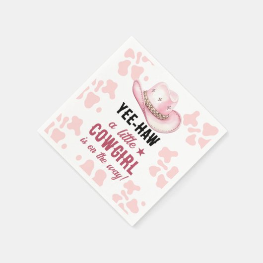 ピンクウエスタンロデオ女性のカーボーイベビーシャワー スタンダードカクテルナプキン (角)