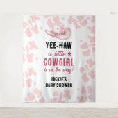 ピンクウエスタンロデオ女性のカーボーイベビーシャワー タペストリー (正面)