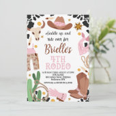 ピンクウエスタンワイルドウェスト4thロデオ誕生日 招待状 (スタンド正面)