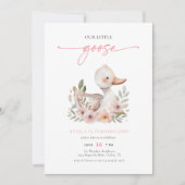 ピンクウエレガントィーズリトルガチョウ子供の誕生日パーティー 招待状 (正面)