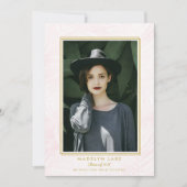 ピンクウォッシュパームズと金ゴールドフレーム写真卒業 案内状 (正面)