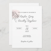 ピンクウォッシュラインアート結婚式招待状 招待状 (正面/裏面)