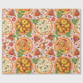 ピンクウォーお洒落ターカラーピザパーティー誕生日 ラッピングペーパー (フラット)