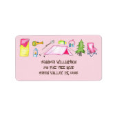 ピンクウォーかわいらしターカラーキャンピングコラージアドレス ラベル (正面)