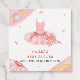 ピンクウォーエレガントターカラーバレリーナガールベビーシャワー フェイバータグ