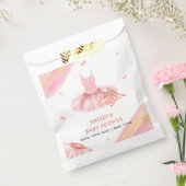 ピンクウォーエレガントターカラーバレリーナガールベビーシャワー フェイバーバッグ (封をした状態)