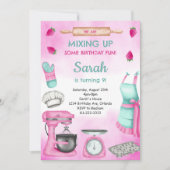 ピンクウォーガーリータカラーベーキング誕生日招待状 招待状 (正面)