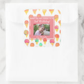 ピンクウォーガーリーターカラーアイスクリームパーティーありがとう スクエアシール (バッグ)