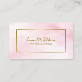 ピンクウォーターの色と金ゴールドプロフェッショナルQRコード 名刺 (正面)