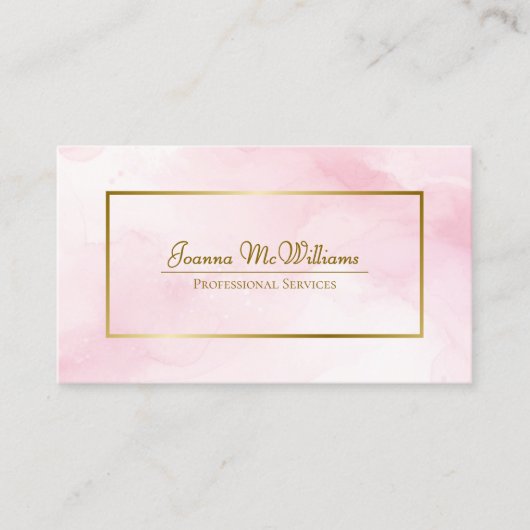 ピンクウォーターの色と金ゴールドプロフェッショナルQRコード 名刺 (正面)
