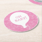 ピンクウォーターカスタムカラー文字ベビーシャワーOhベビー ラウンドペーパーコースター (アングル)