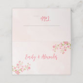 ピンクウォーターカラーさくらんぼブロッサム春の結婚式 プレイスカード (外部開封)