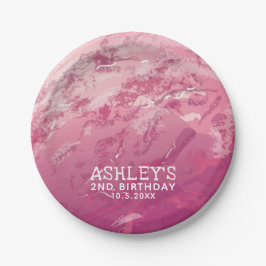 ピンクウォーターカラーアイスクリームパーソナライズされたパーティー ペーパープレート