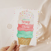 ピンクウォーターカラーアイスクリーム1st誕生日 招待状