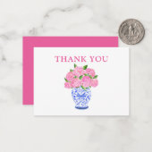 ピンクウォーターカラーアジサイChinoiserieありがとう ノートカード (正面/裏面インサイチュ)