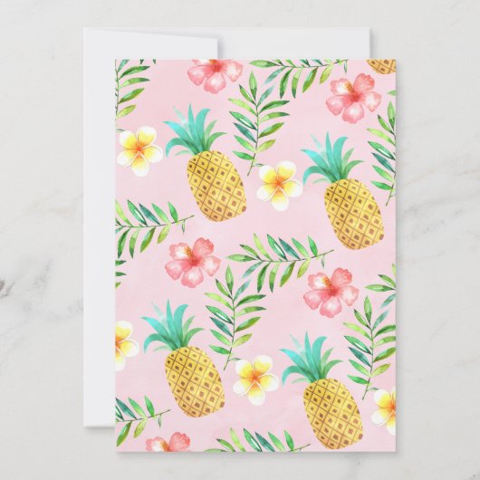 ピンクウォーターカラーアロハルアウ（ハワイ式宴会）誕生日招待状 招待状 (裏面)