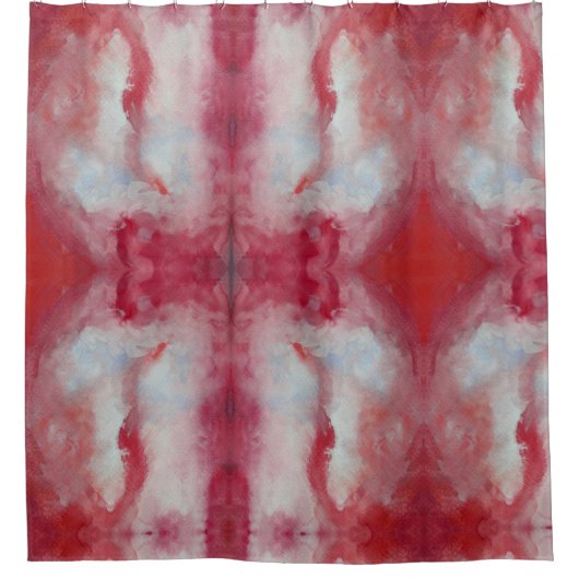 ピンクウォーターカラーアートシャワーカーテン シャワーカーテン (正面)
