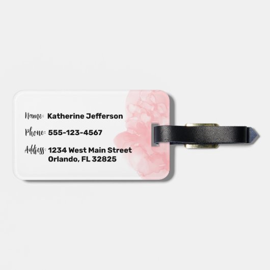 ピンクウォーターカラーイニシャルモノグラム ラゲッジタグ (裏面横)