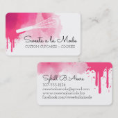 ピンクウォーターカラーウイスキーベーキングベーカリーパティシエ 名刺 (正面/裏面)