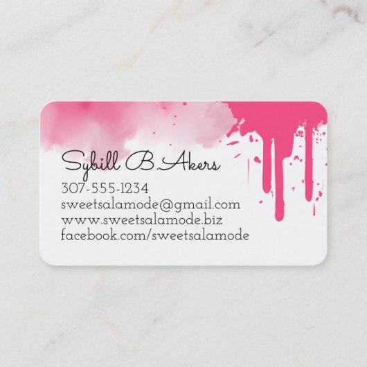 ピンクウォーターカラーウイスキーベーキングベーカリーパティシエ 名刺 (裏面)