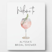 ピンクウォーターカラーカクテルブライダルシャワーへようこそ フォトプラーク (正面)