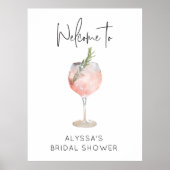 ピンクウォーターカラーカクテルブライダルシャワーへようこそ ポスター (正面)