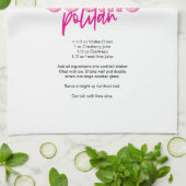 ピンクウォーターカラーカクテルレシピコスモポリタン キッチンタオル (折り畳み)