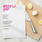 ピンクウォーターカラーカクテルレシピコスモポリタン キッチンタオル (四つ折り)