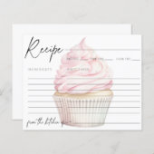 ピンクウォーターカラーカップケーキレシピカード (正面/裏面)