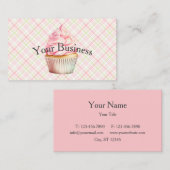 ピンクウォーターカラーカップケーキ 名刺 (正面/裏面)